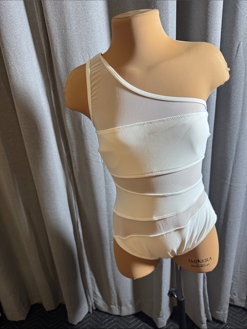 Adore Me White One-Shoulder Mesh Band Bathingsuit